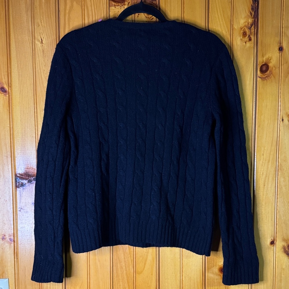 Vintage Lauren Ralph Lauren Black Cable Knit Sweater 100% lambswool - Picture 4 of 4